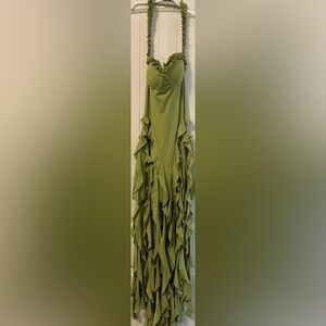 Elegant Green Ruffle Dress